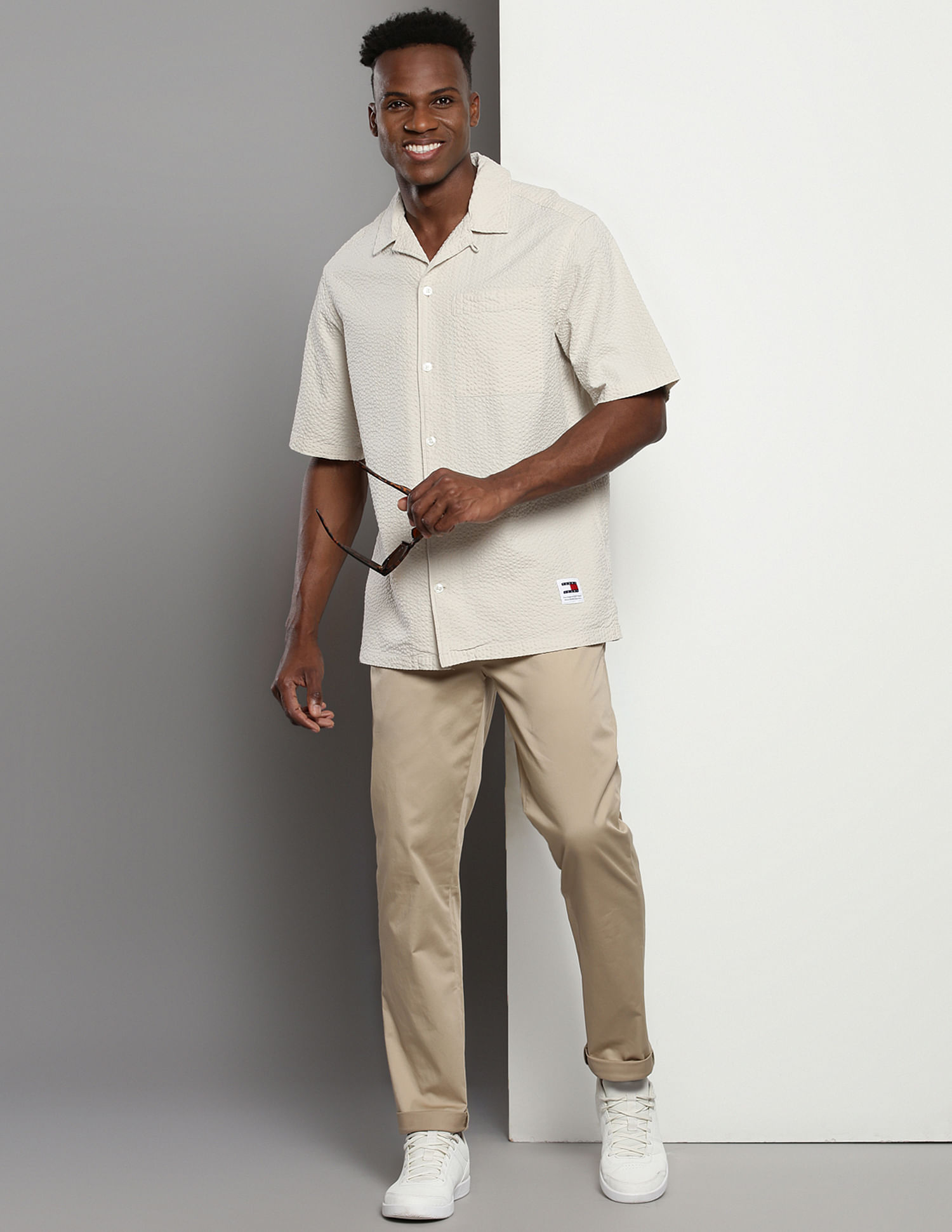 Tommy Hilfiger Cuban Collar Seersucker Shirt