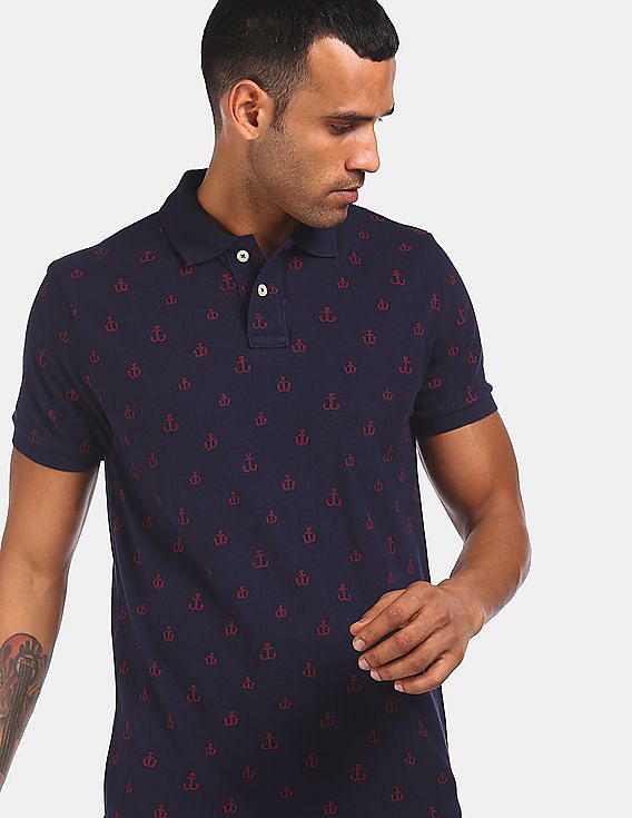 anchor print polo shirt