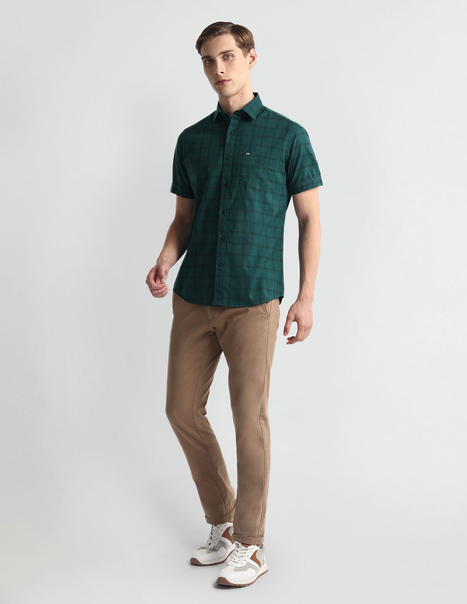 Arrow Sports Windowpane Check Cotton Shirt