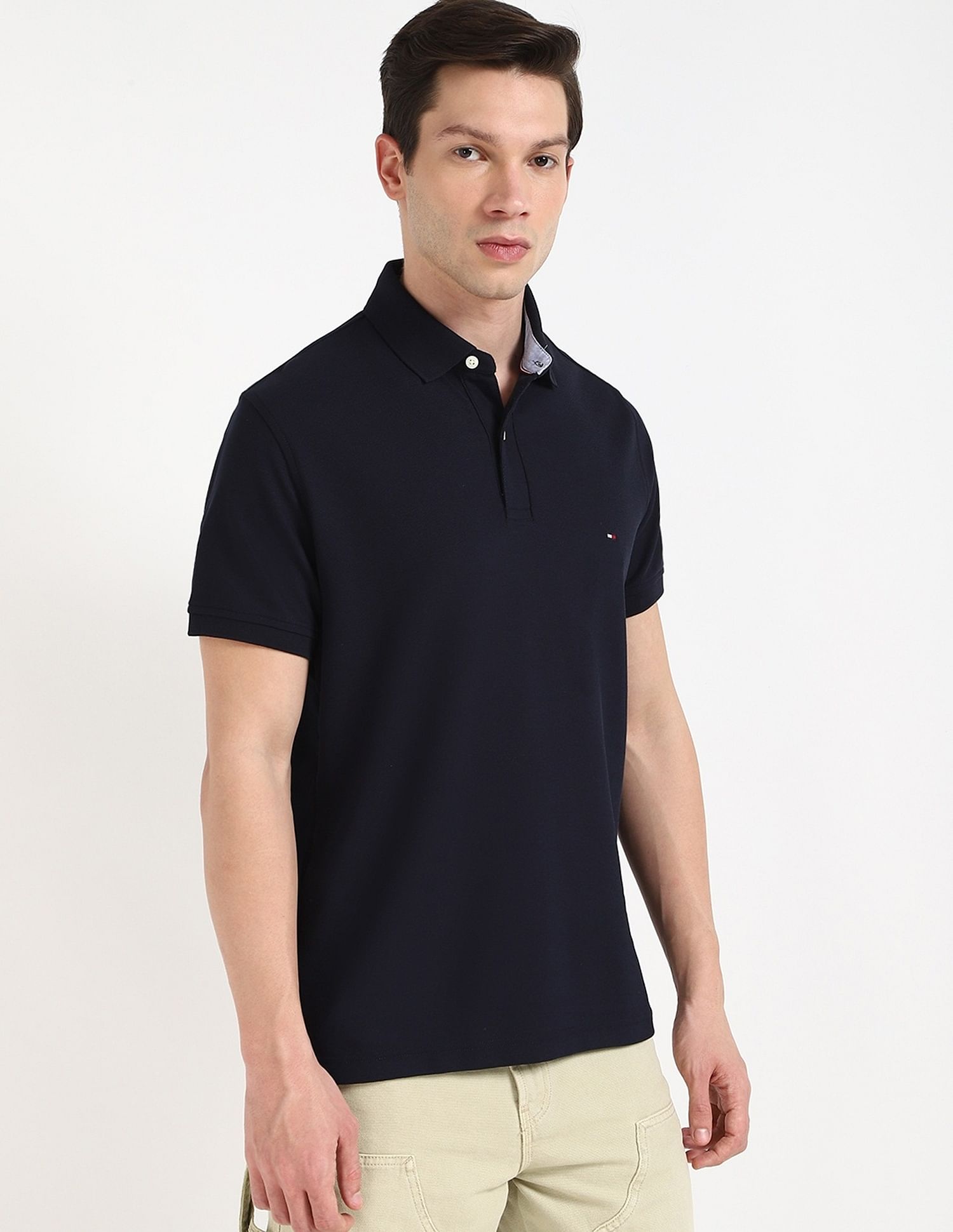 Tommy Hilfiger Solid Regular-Fit Cotton Polo Shirt