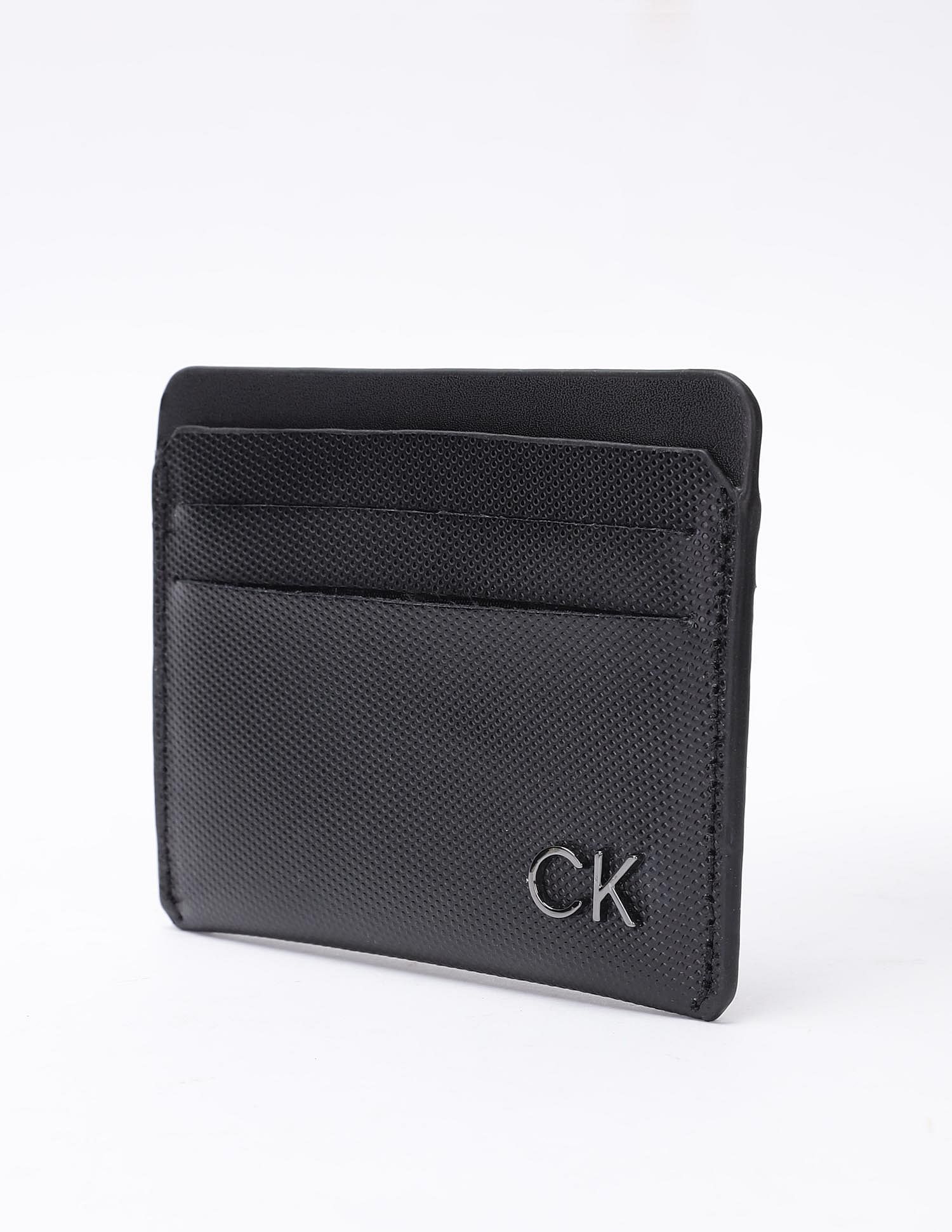 Calvin Klein Textured Black Leather Card Holder Wallet