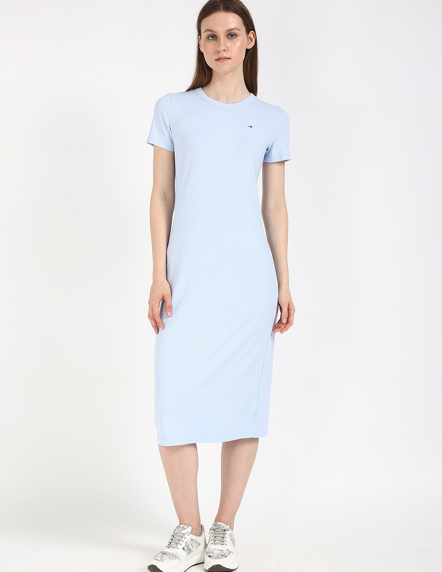 Tommy Hilfiger Cotton Crew Neck Midi Dress
