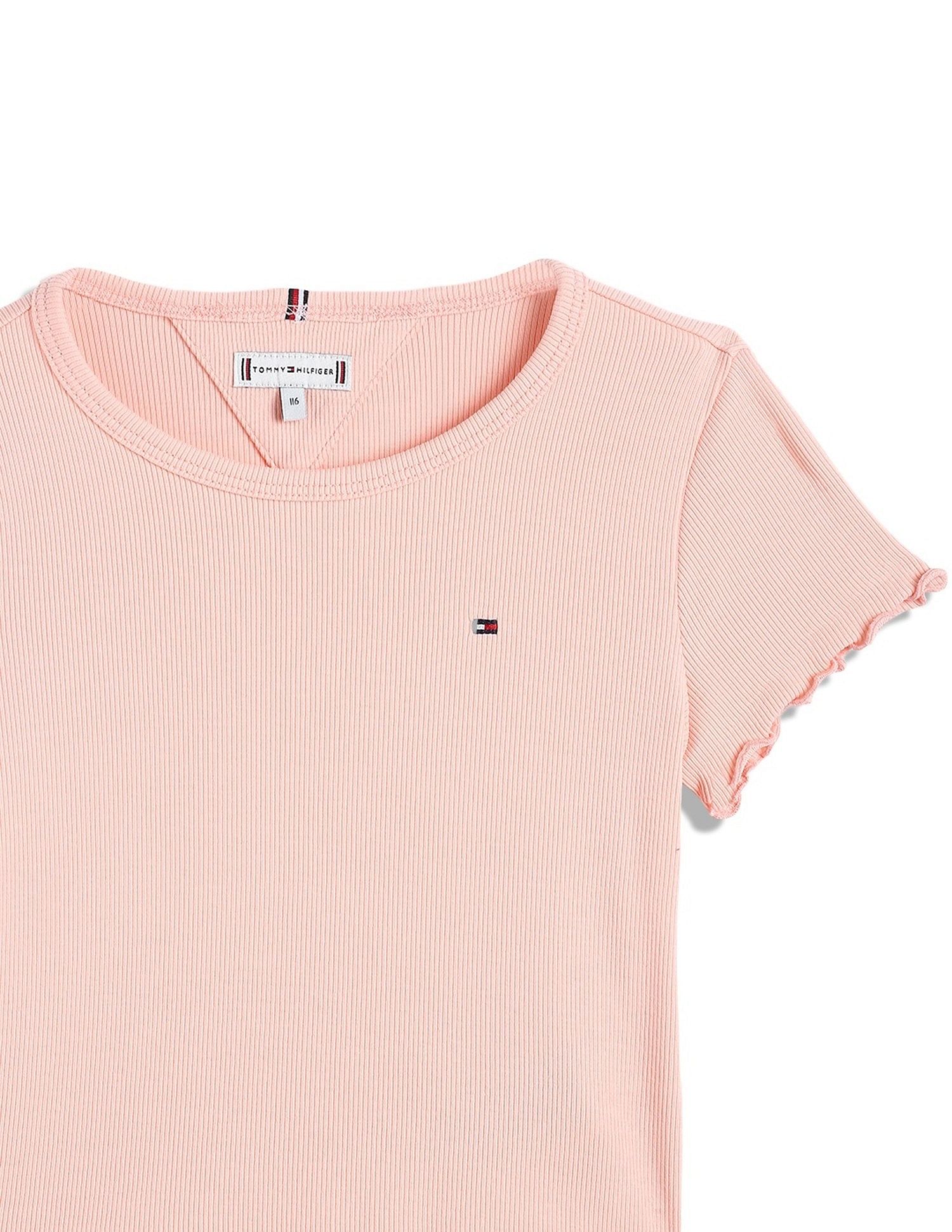 Tommy Hilfiger Kids Girls Texture Slim-Fit Cotton T-Shirt