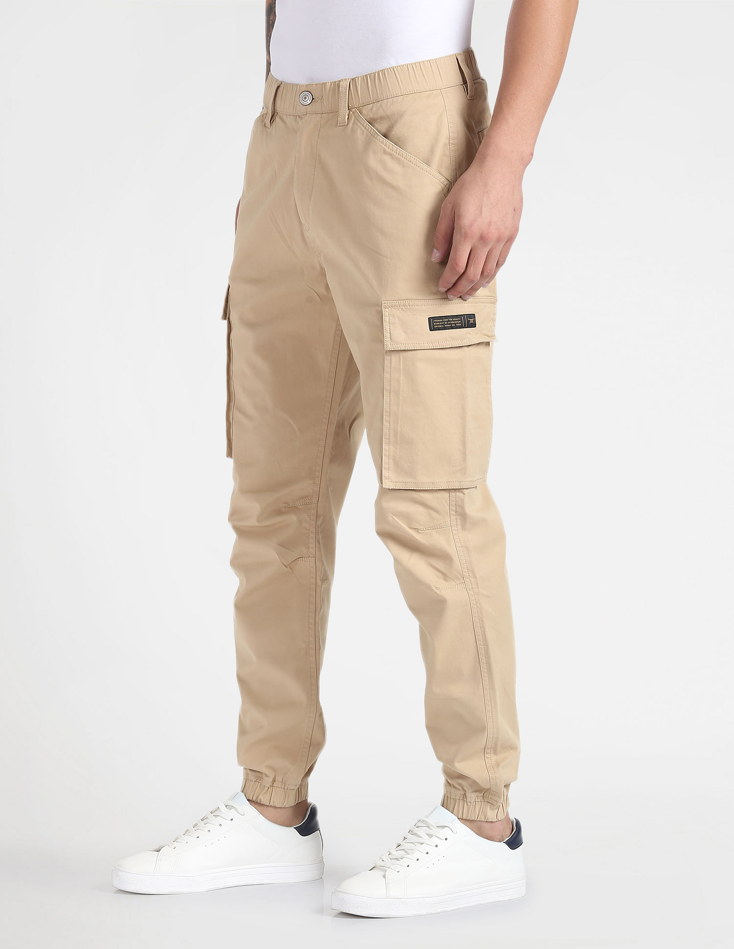 Flying Machine Solid Jogger Fit Cargo Trousers
