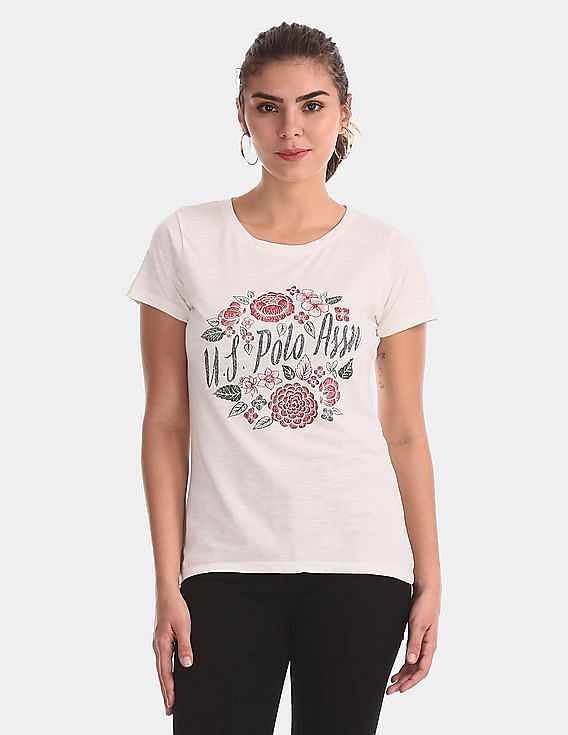 U.S. Polo Assn. Women Brand Print Cotton T-Shirt