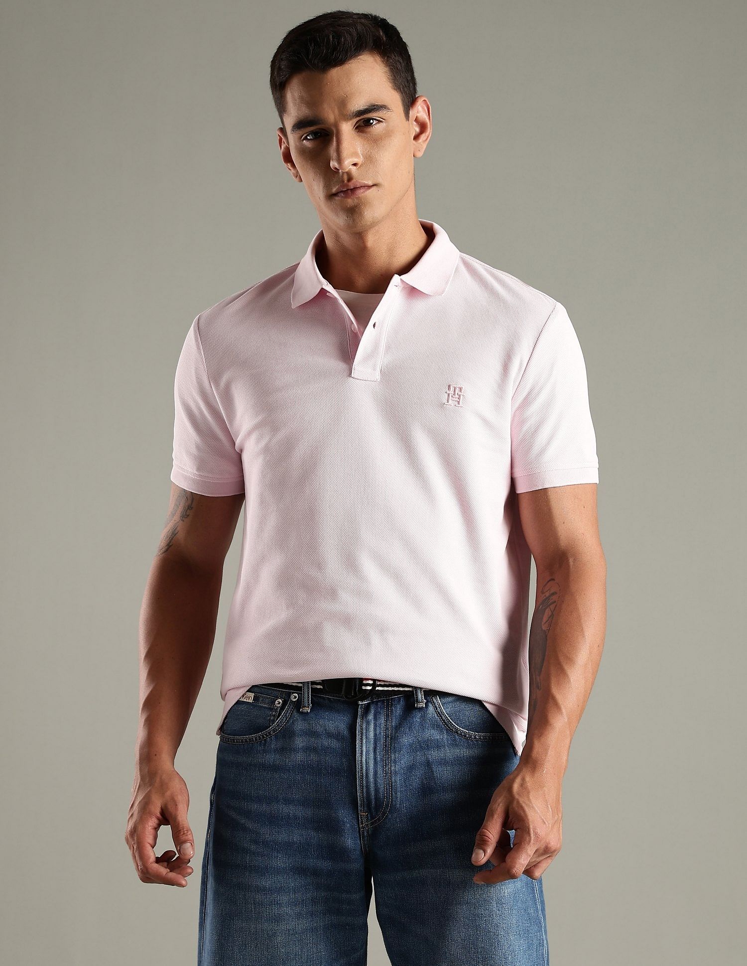 Tommy Hilfiger Embroidered Logo Regular Fit Cotton Polo T- Shirt