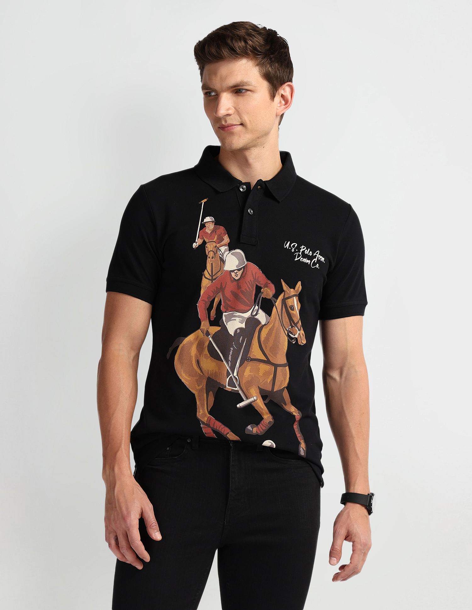 U.S. Polo Assn. Denim Co. Graphic Print Muscle Fit Polo Shirt
