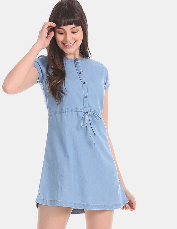 green emerald velvet dress Chambray Fit & Flare Mini Dress main image 0