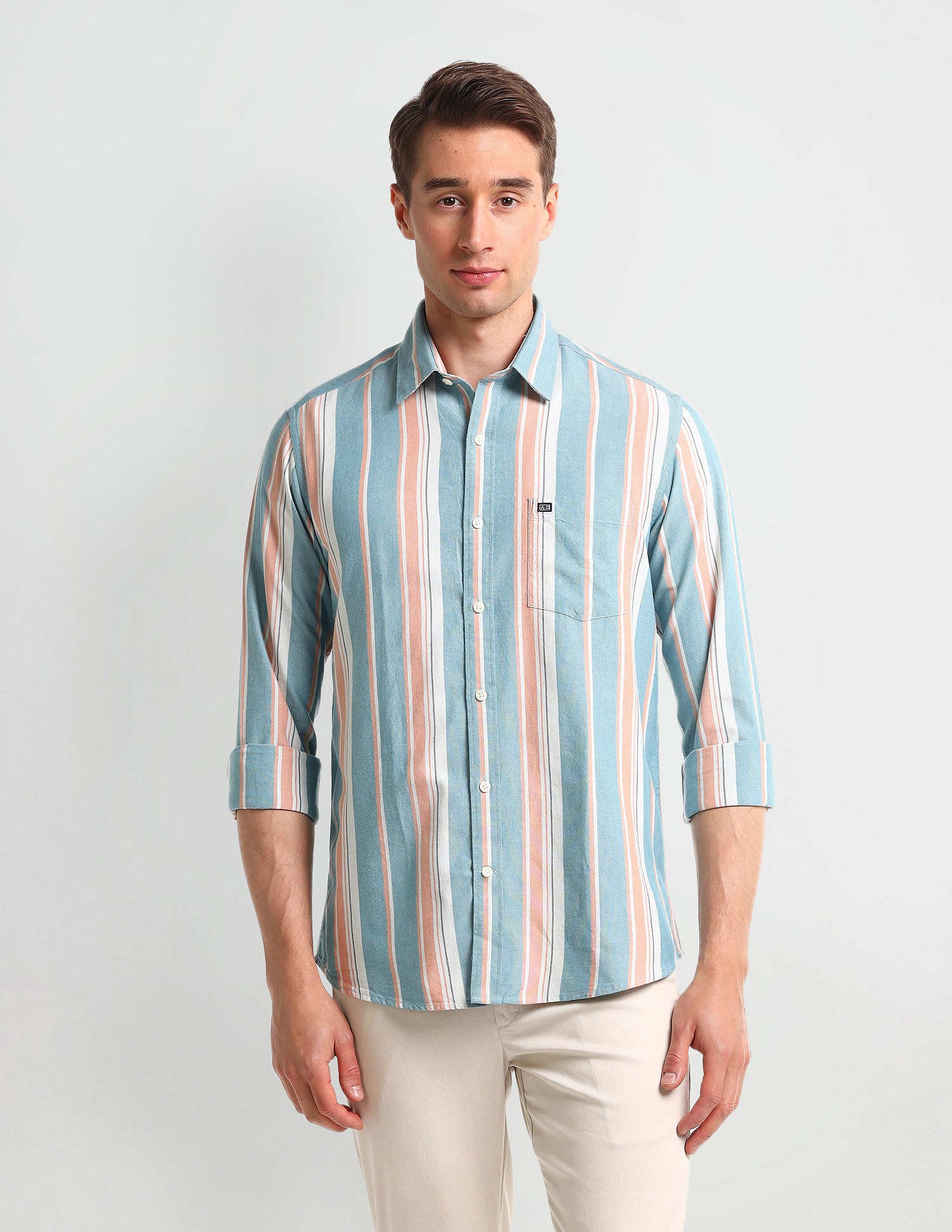 Arrow Sport Vertical Stripes Slim Fit Shirt