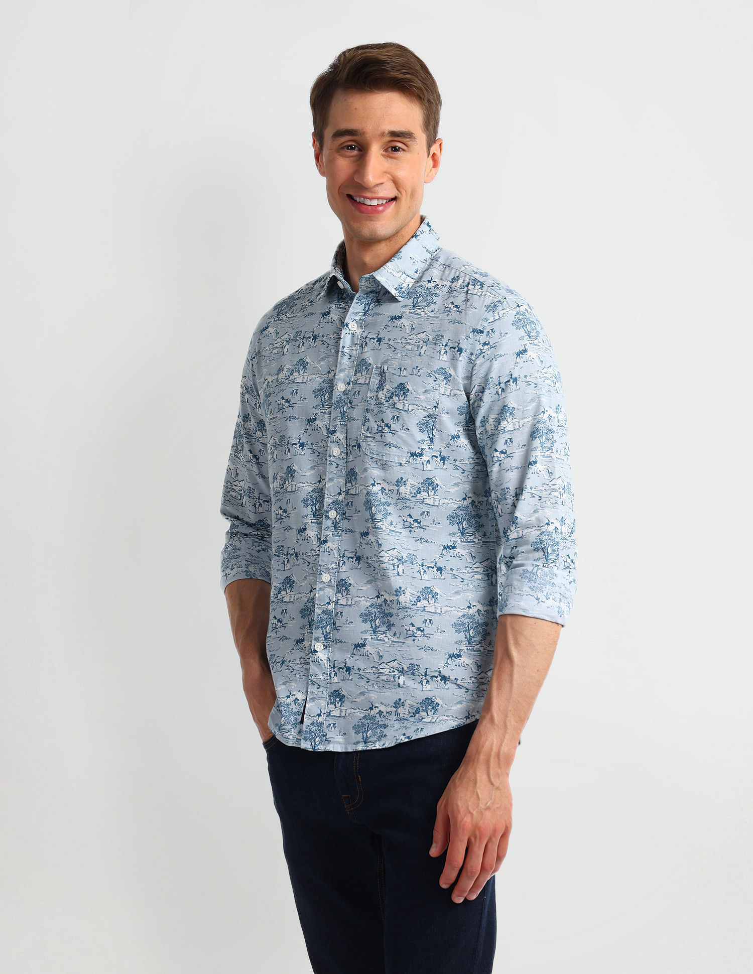 U.S. Polo Assn. Denim Co. All-Over Print Slim Fit Shirt