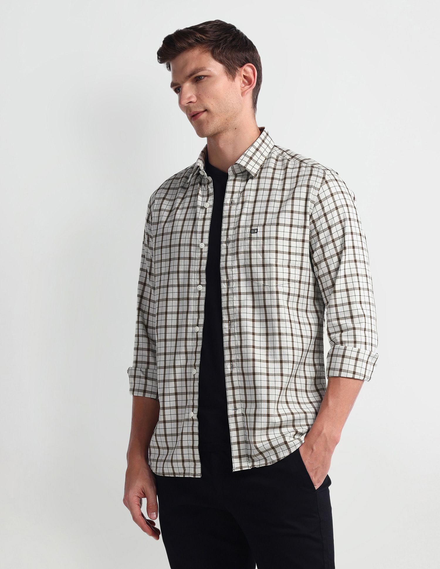 Arrow Sport Tartan Checked Manhattan Slim Shirt