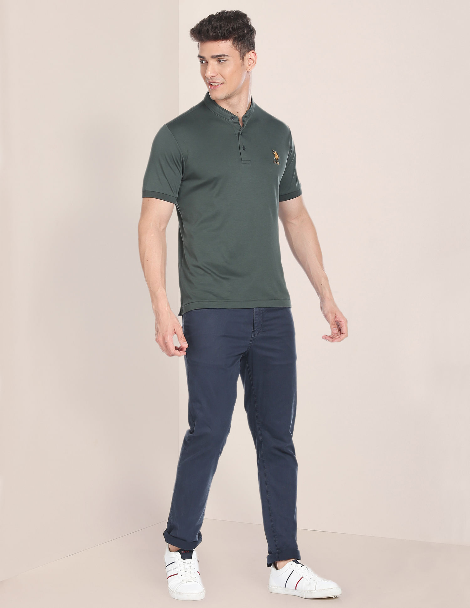 U.S. Polo Assn. Mandarin Collar Luxury Polo Shirt