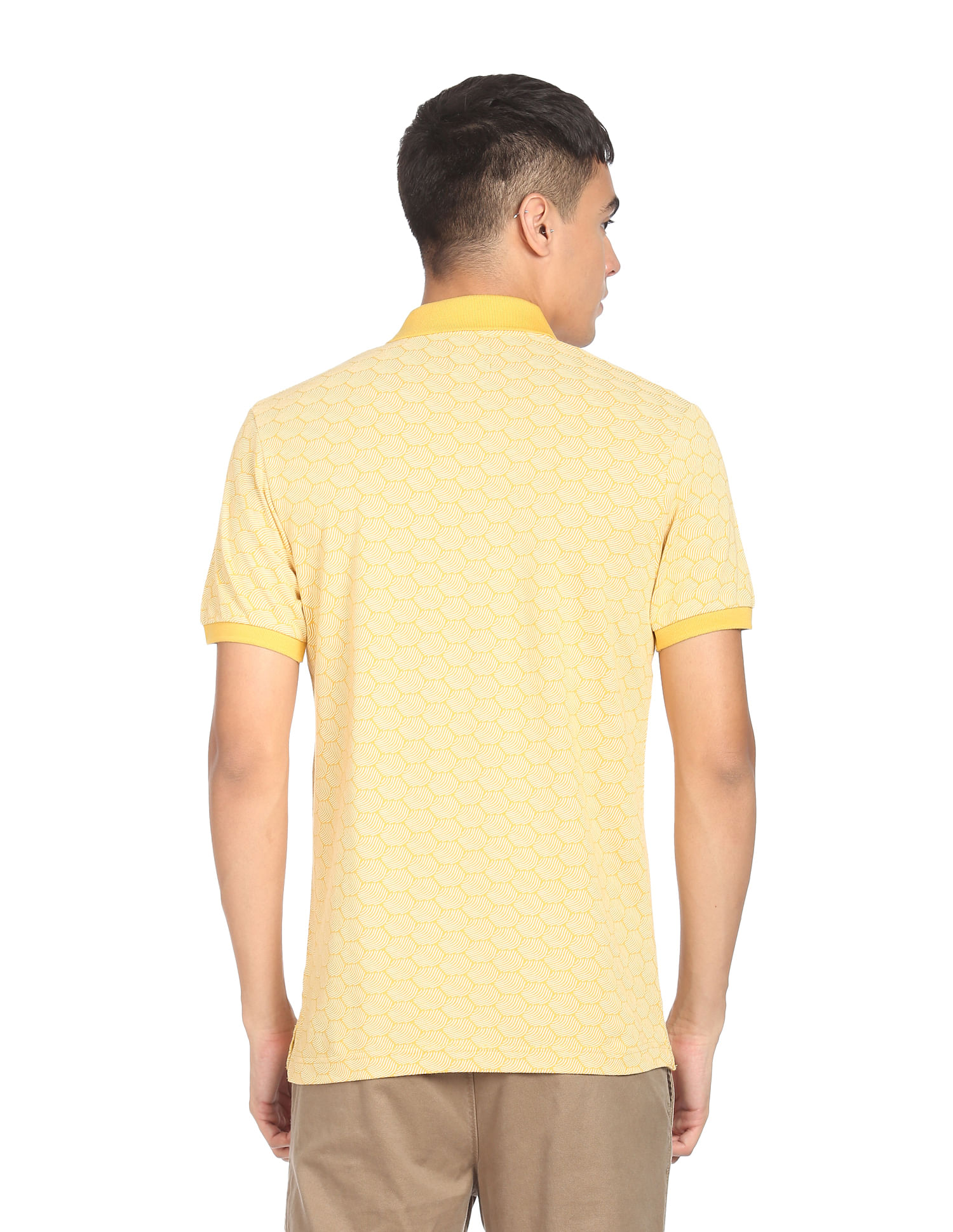 Flying Machine All Over Geometric Print Cotton Polo Shirt