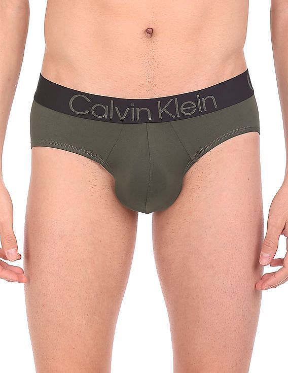 Buy Calvin Klein Underwear Men Olive Contoured Pouch Mid Rise Hipster Brief  