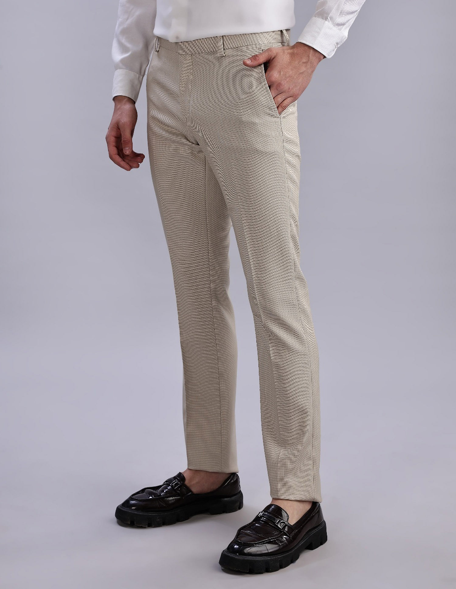 Tommy Hilfiger Regular-Fit Self-Design Mid Rise Trousers