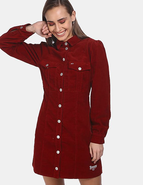 Corduroy shirt dress womens on sale