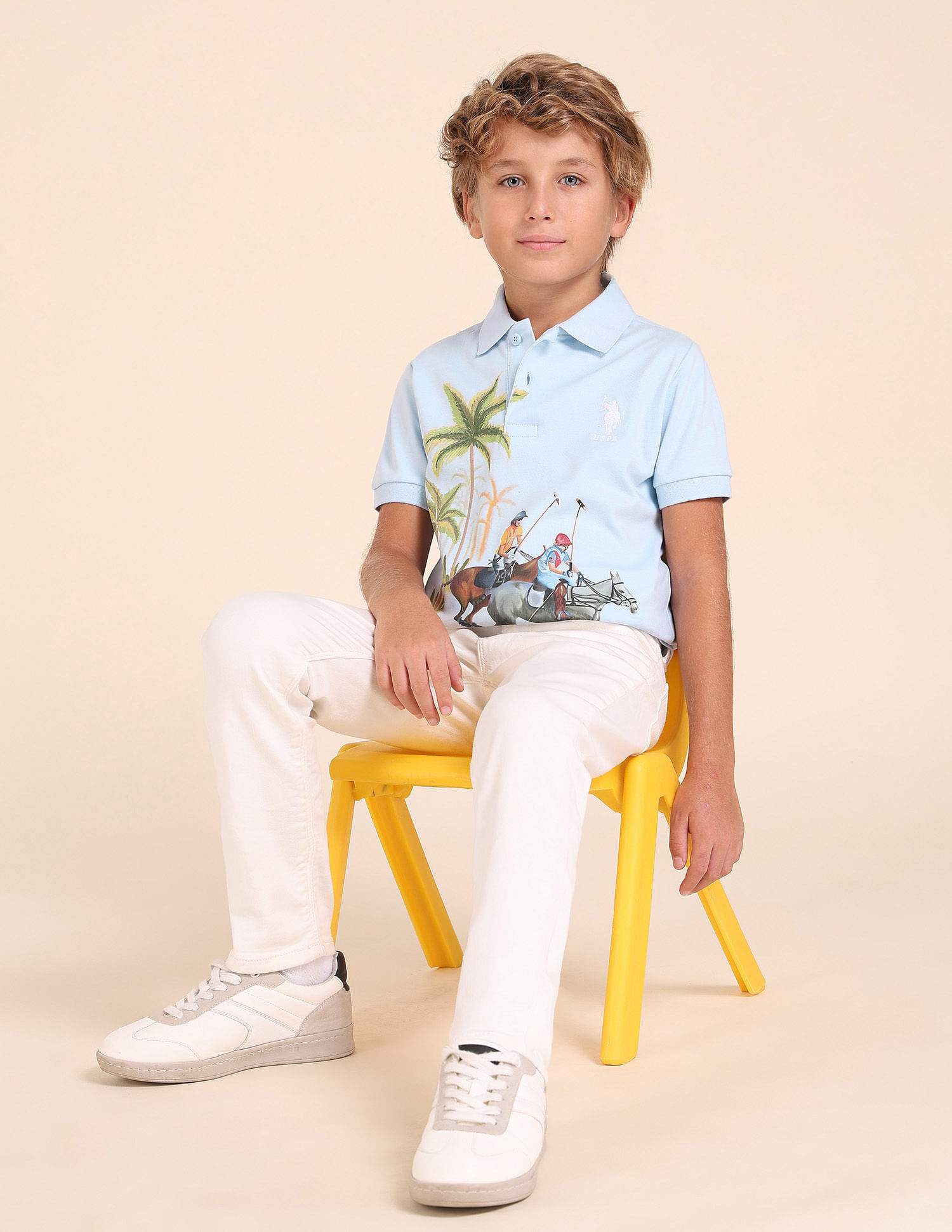 U.S. Polo Assn. Kids Boys Regular Fit Graphic Printed Polo Shirt