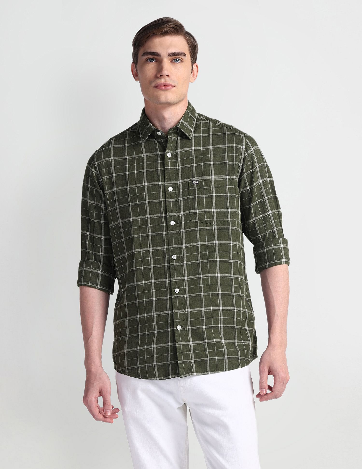Arrow Sport Tartan Check Herringbone Shirt
