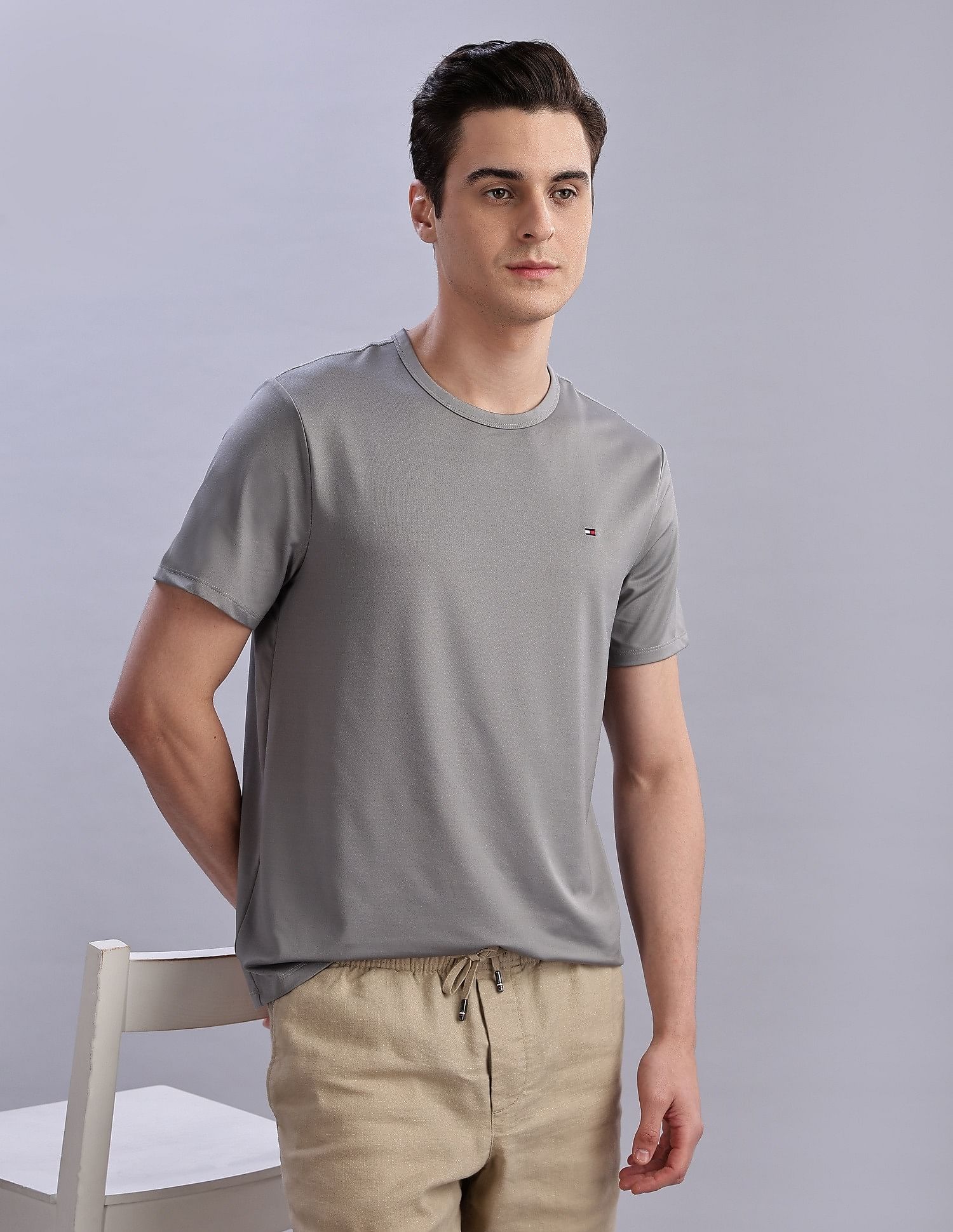 Tommy Hilfiger Solid Regular-Fit Polyester T-Shirts