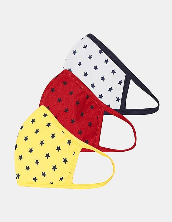 U.S. Polo Assn. Kids Unisex Kids Assorted Reversible Triple Layer Anti Viral Face Masks - Pack Of 3