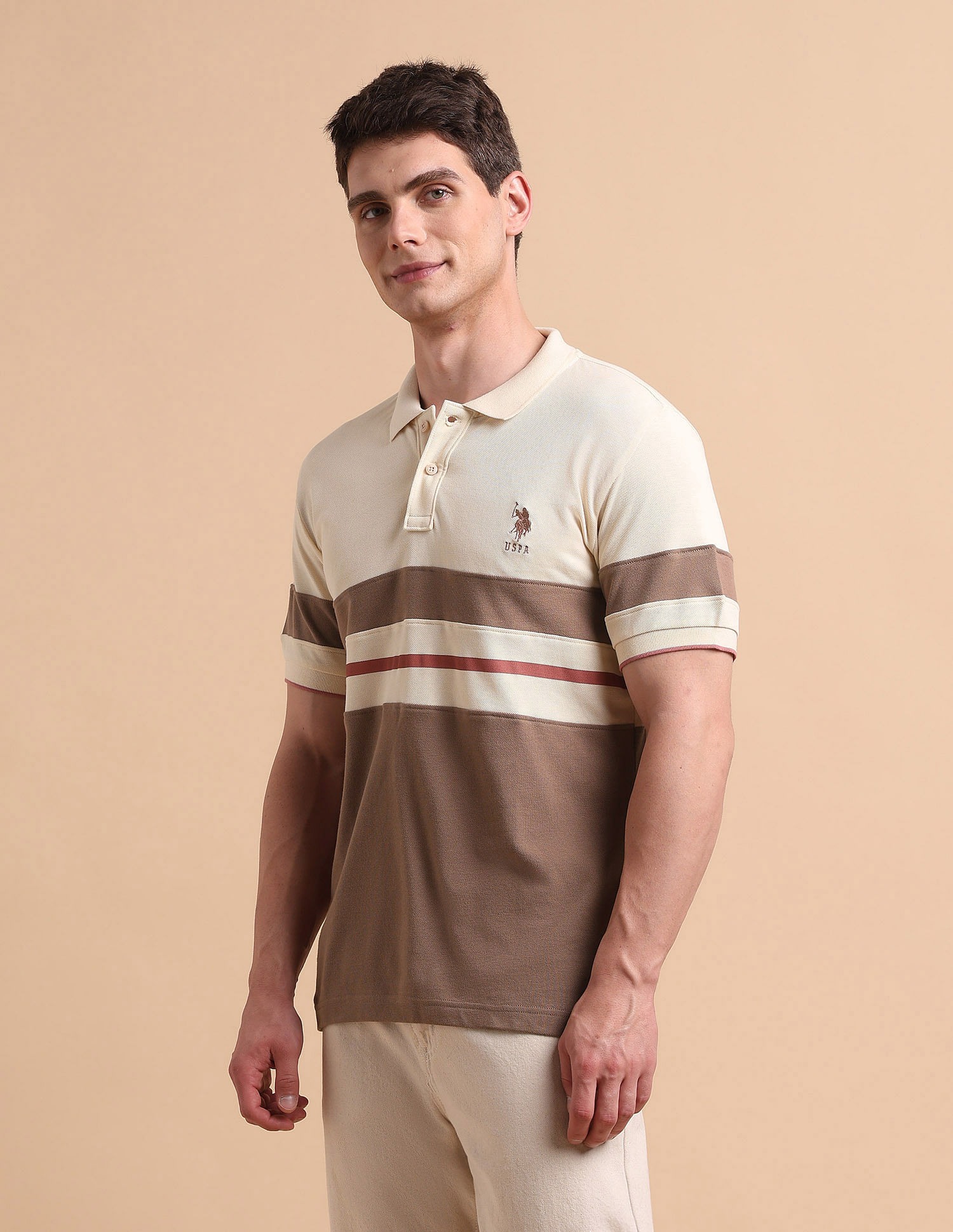 U.S. Polo Assn. Horizontal Striped Pure Cotton Polo Shirt