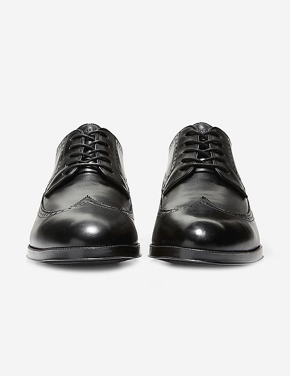 Cole Haan Men Black Perforated Dawson Grand 360 Wingtip Oxford Shoes