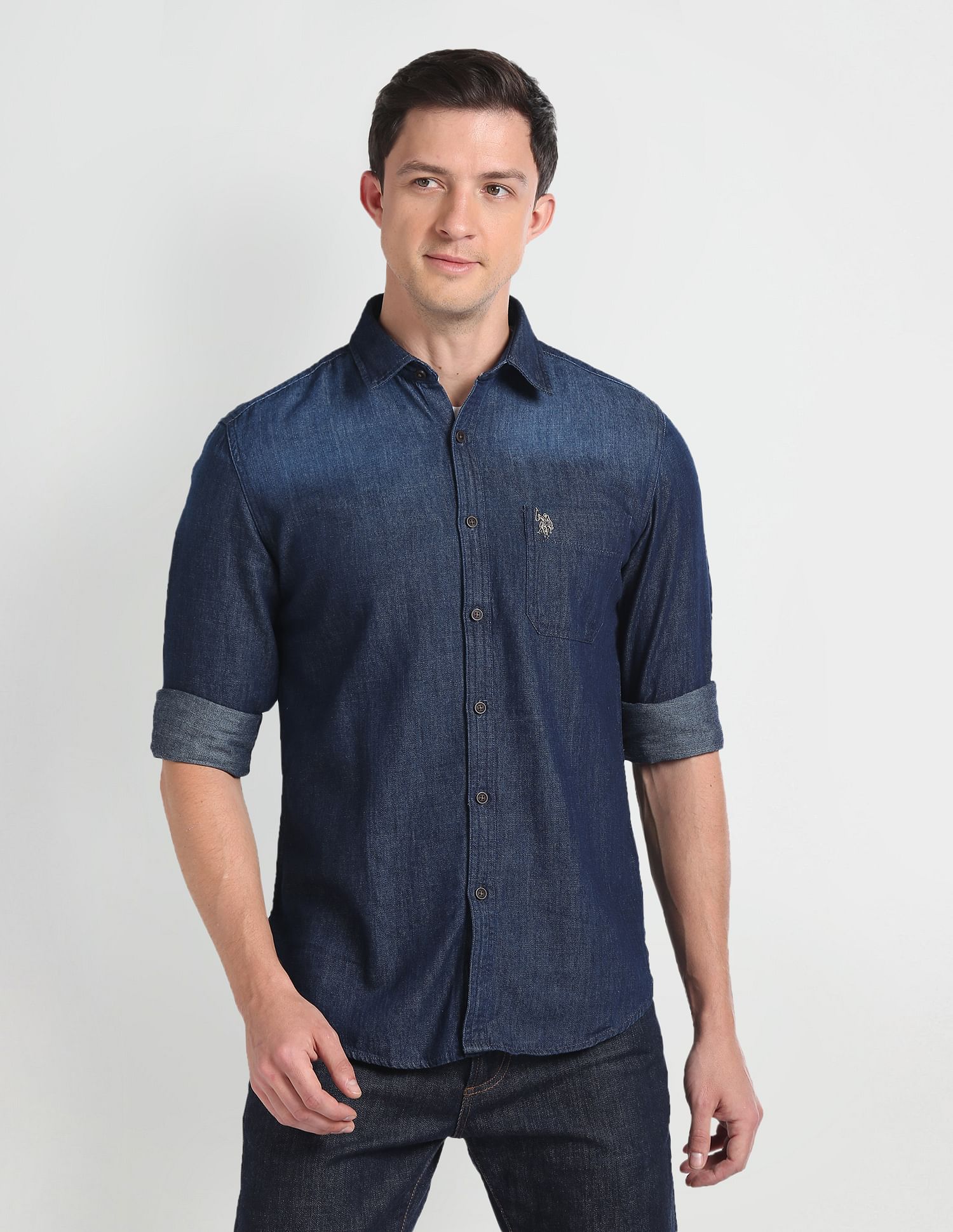 U.S. Polo Assn. Denim Co. Spread Collar Casual Denim Shirt