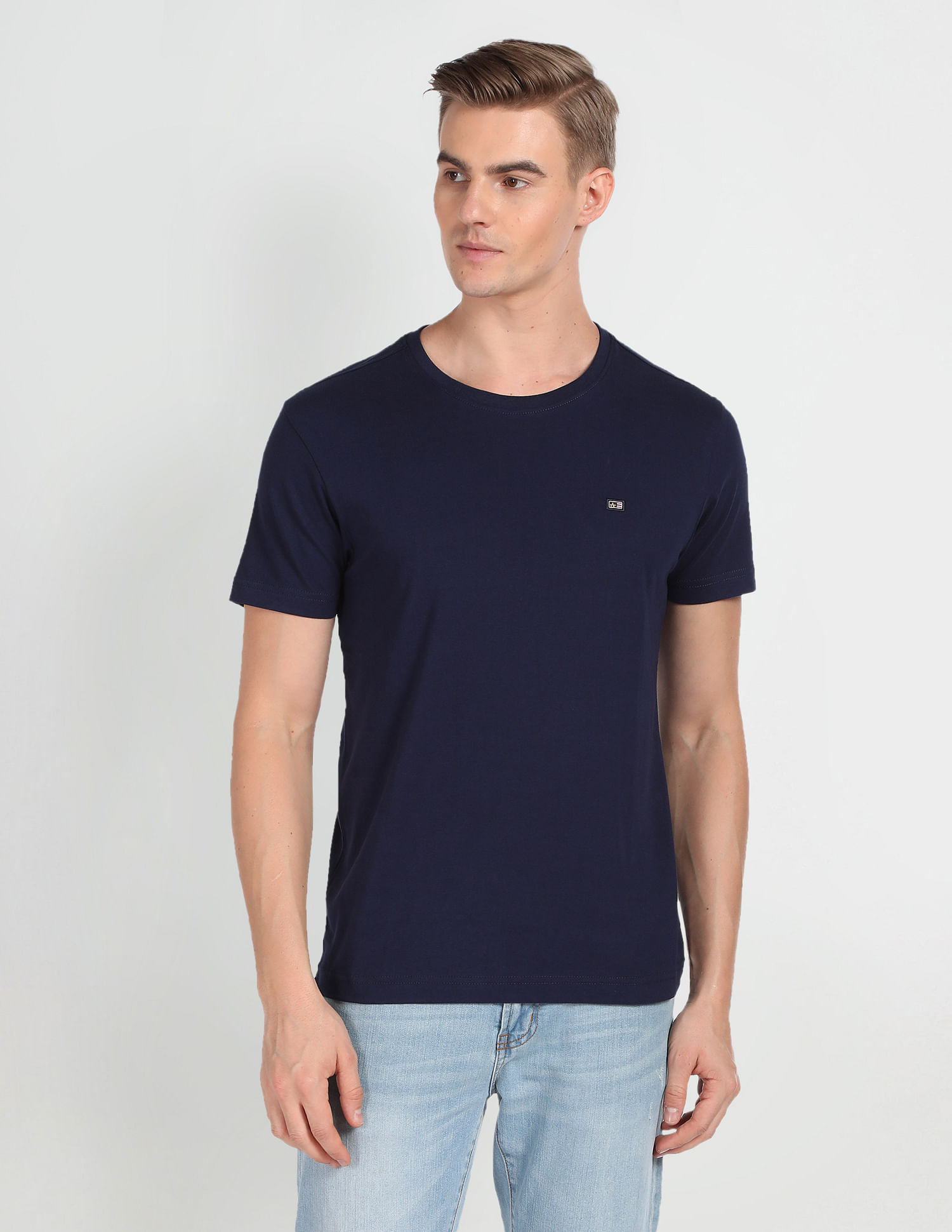 Arrow Sports Crew Neck Solid T-Shirt
