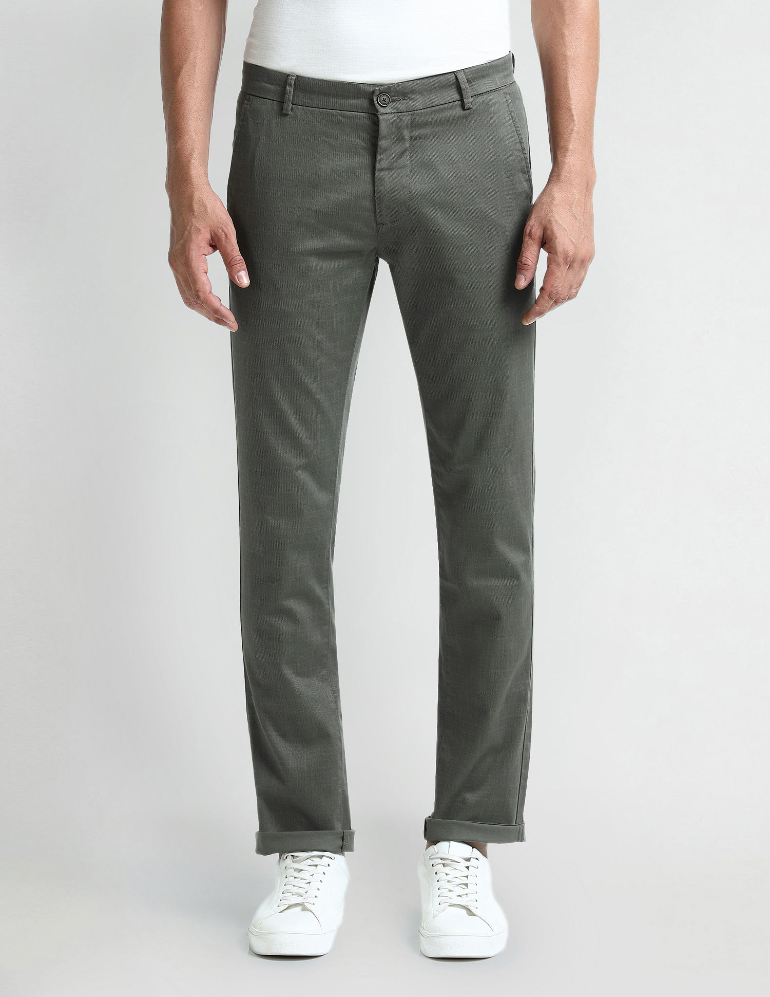 Arrow Sport Mid Rise Slim Fit Trousers