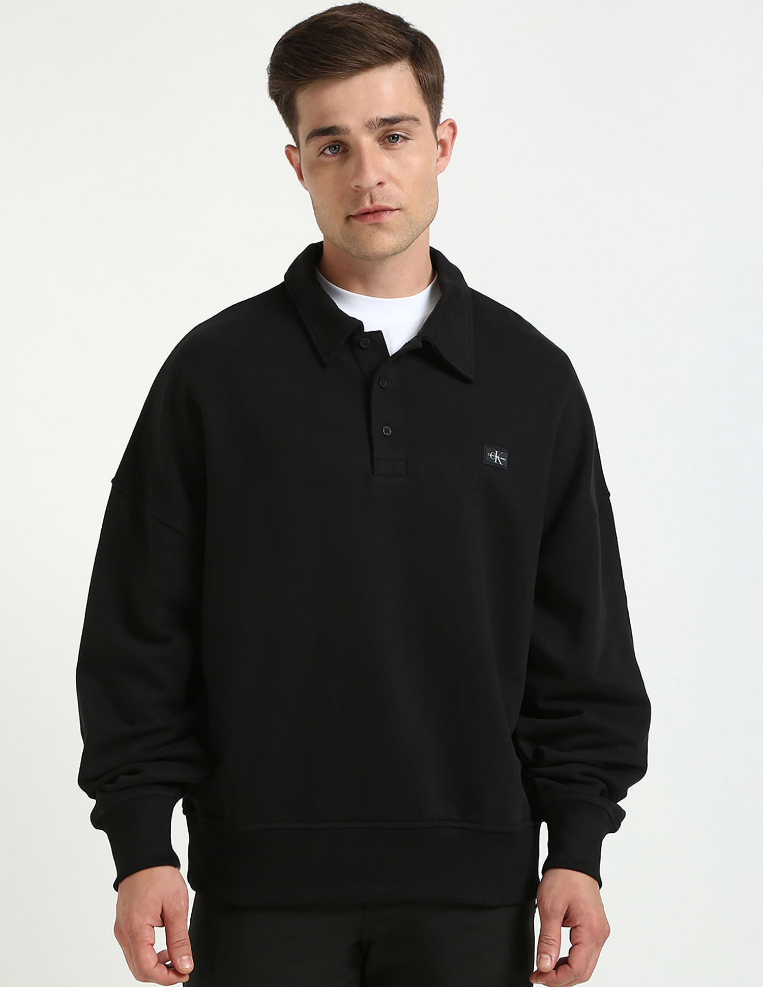 Calvin Klein Jeans Solid Relaxed-Fit Cotton Sweatshirt