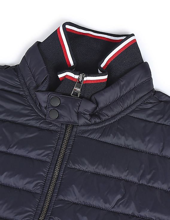 Buy Tommy Hilfiger Men Navy Mix Media Zip Through Casual Jacket