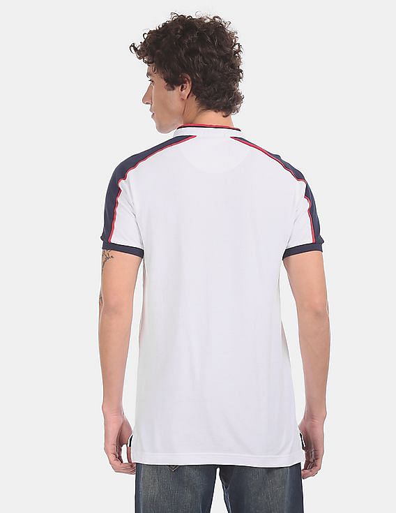 Flying Machine Shoulder Panel Half Zip Polo Shirt