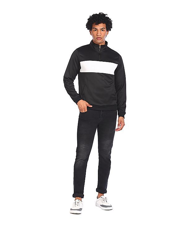 Flying Machine High Neck Colour Block Sweatshirt