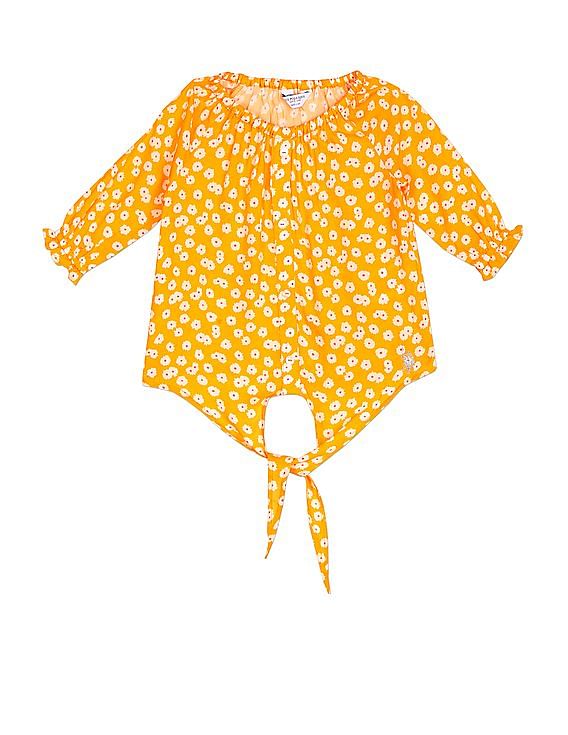 U.S. Polo Assn. Kids Raglan Sleeve Tie Up Hem Top