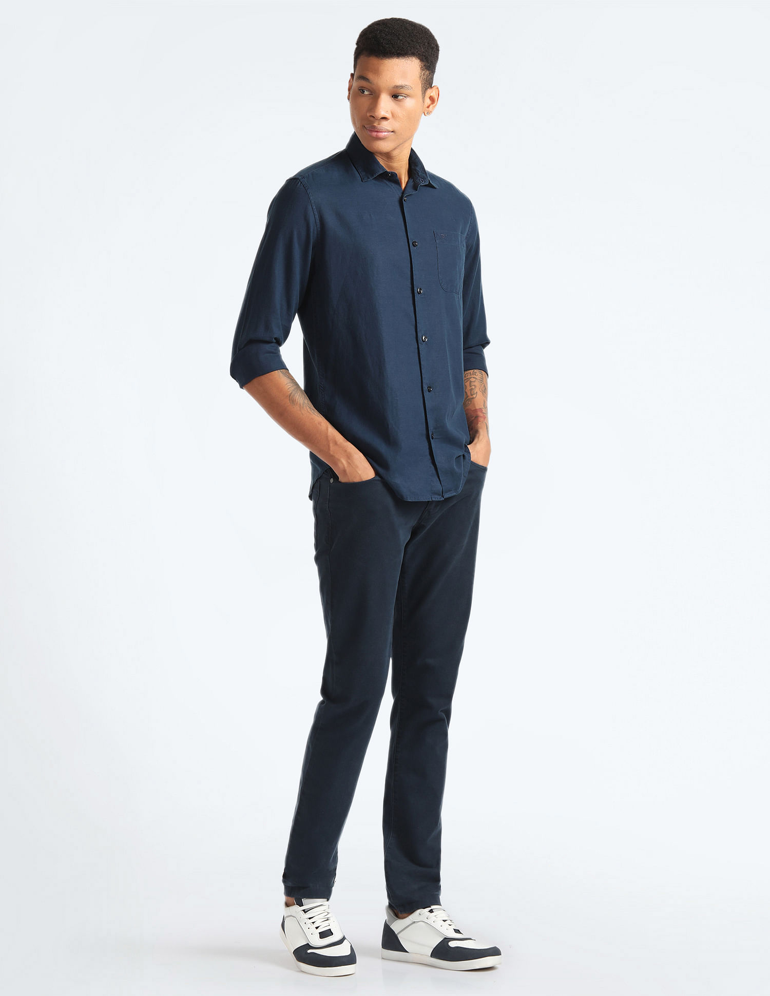 Flying Machine Tencel Hemp Overdyed Shirt