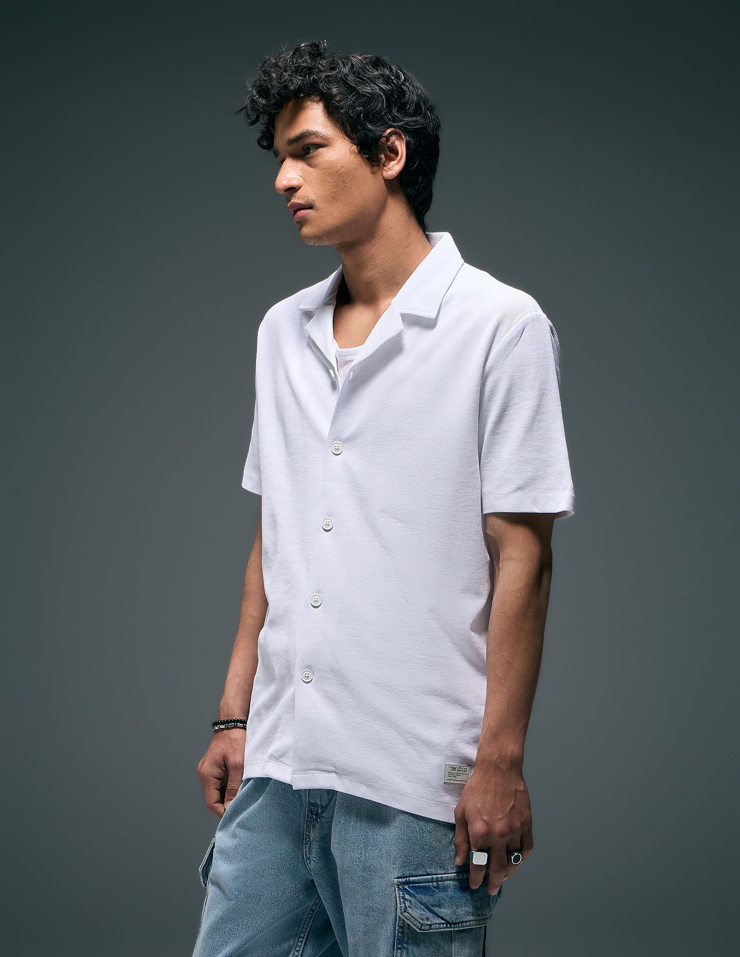 Flying Machine Cuban Collar Knitted Shirt