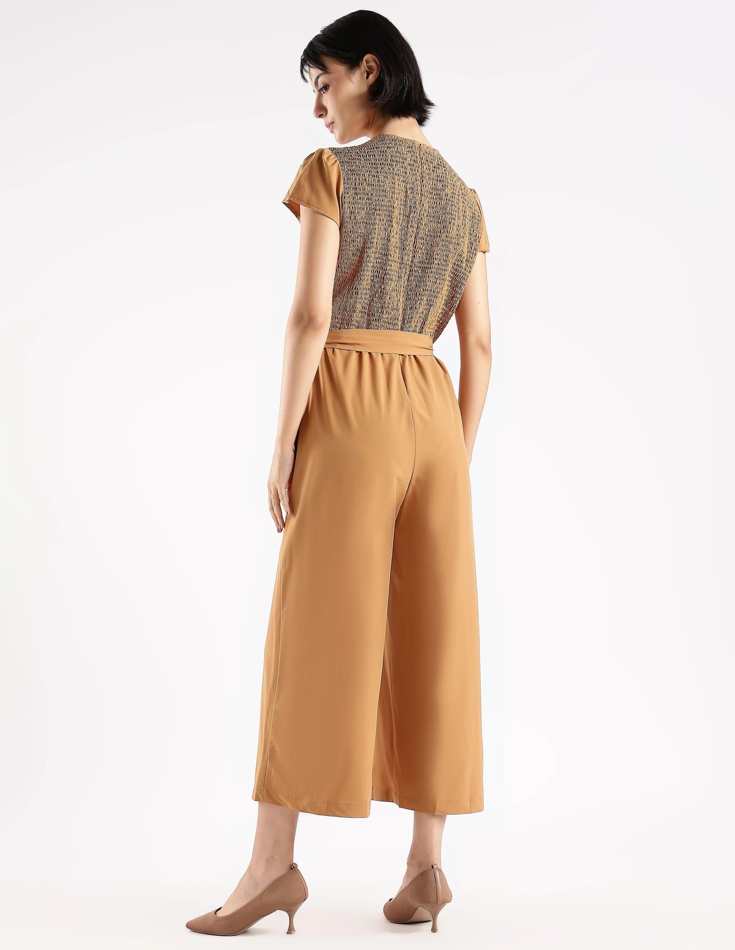 Buy Calvin Klein Jeans Regular Fit Solid Brown Jumpsuit - NNNOW.com display picture 1