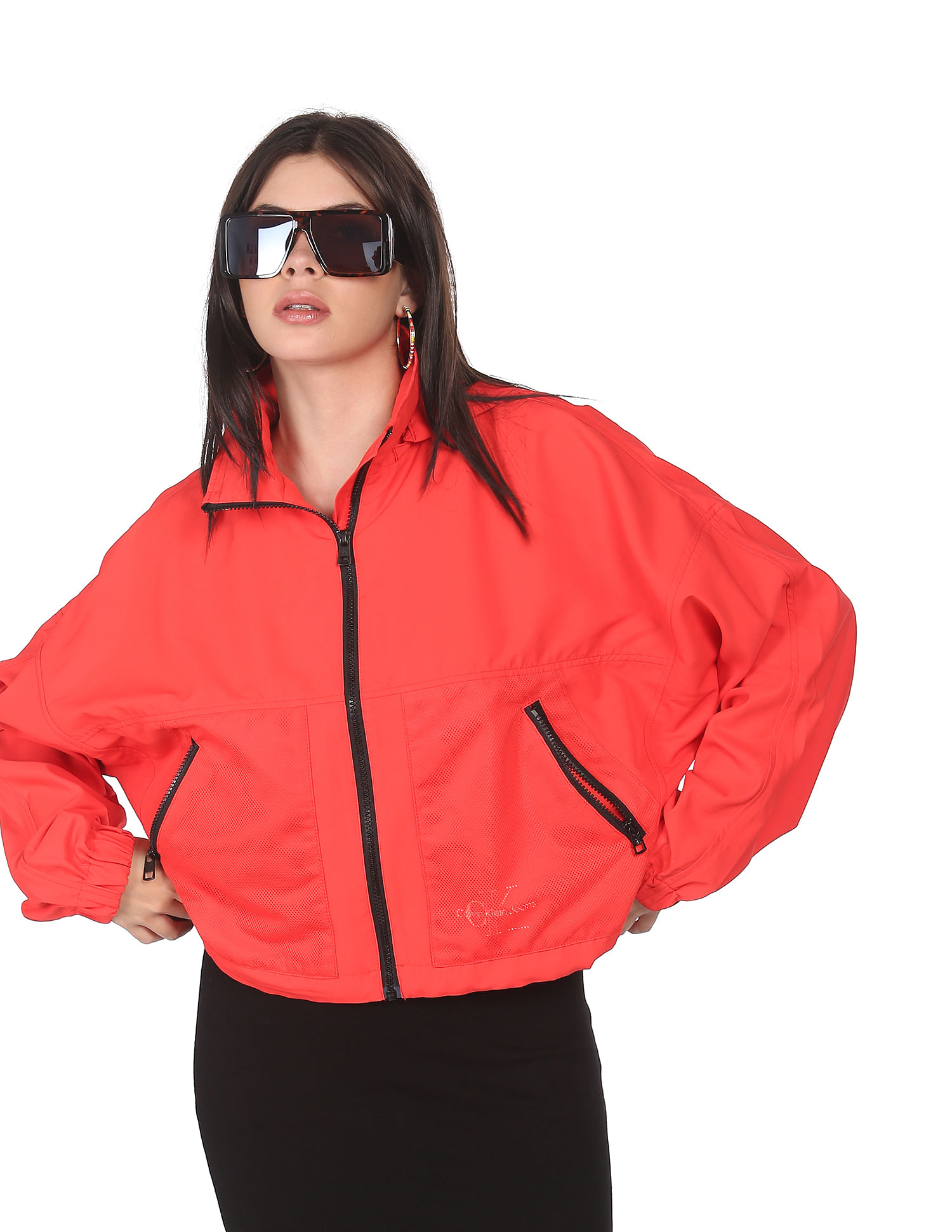 Red calvin klein windbreaker online