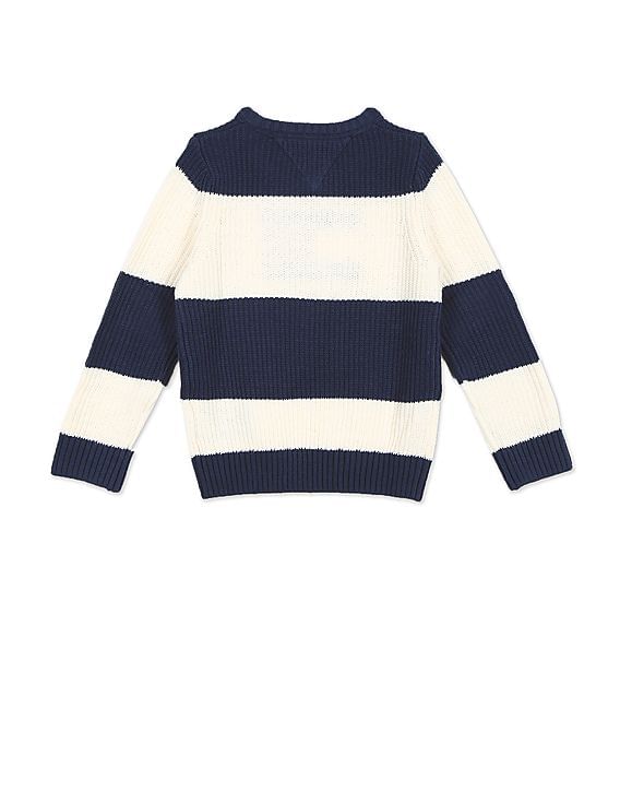 Buy Tommy Hilfiger Kids Boys Navy And White Crew Neck Colour