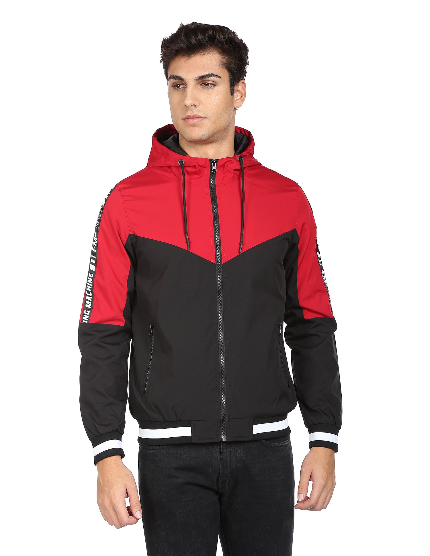 Flying Machine Colour Block Hooded Jacket