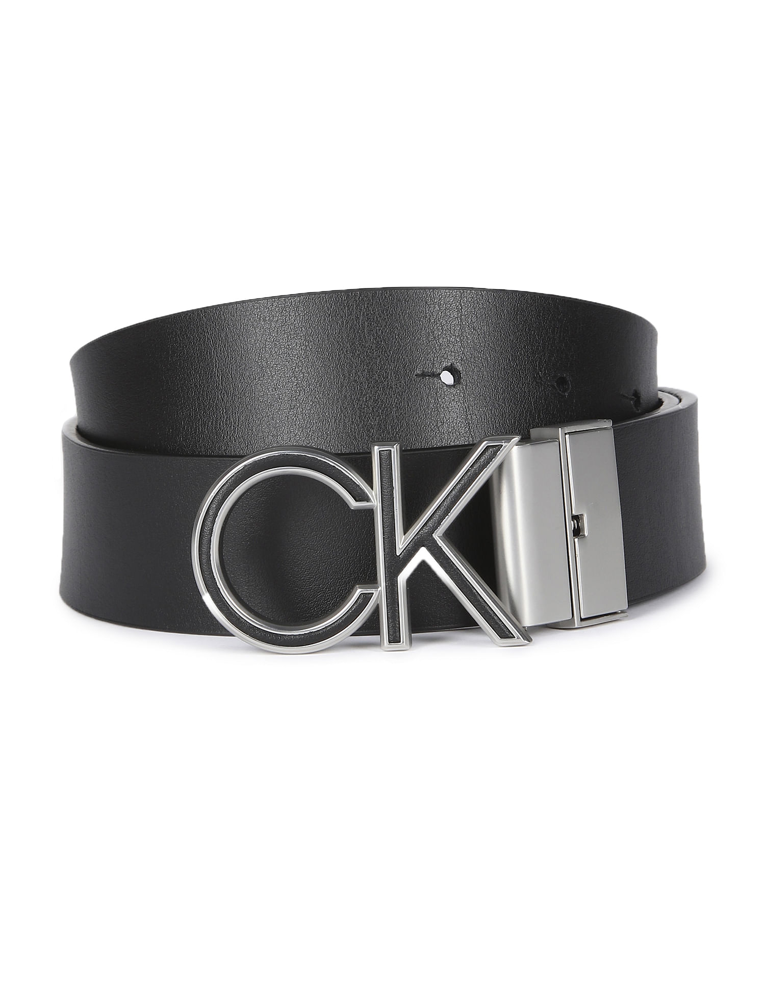 Calvin Klein - Leather Logo Belt - Black - 80 - Women