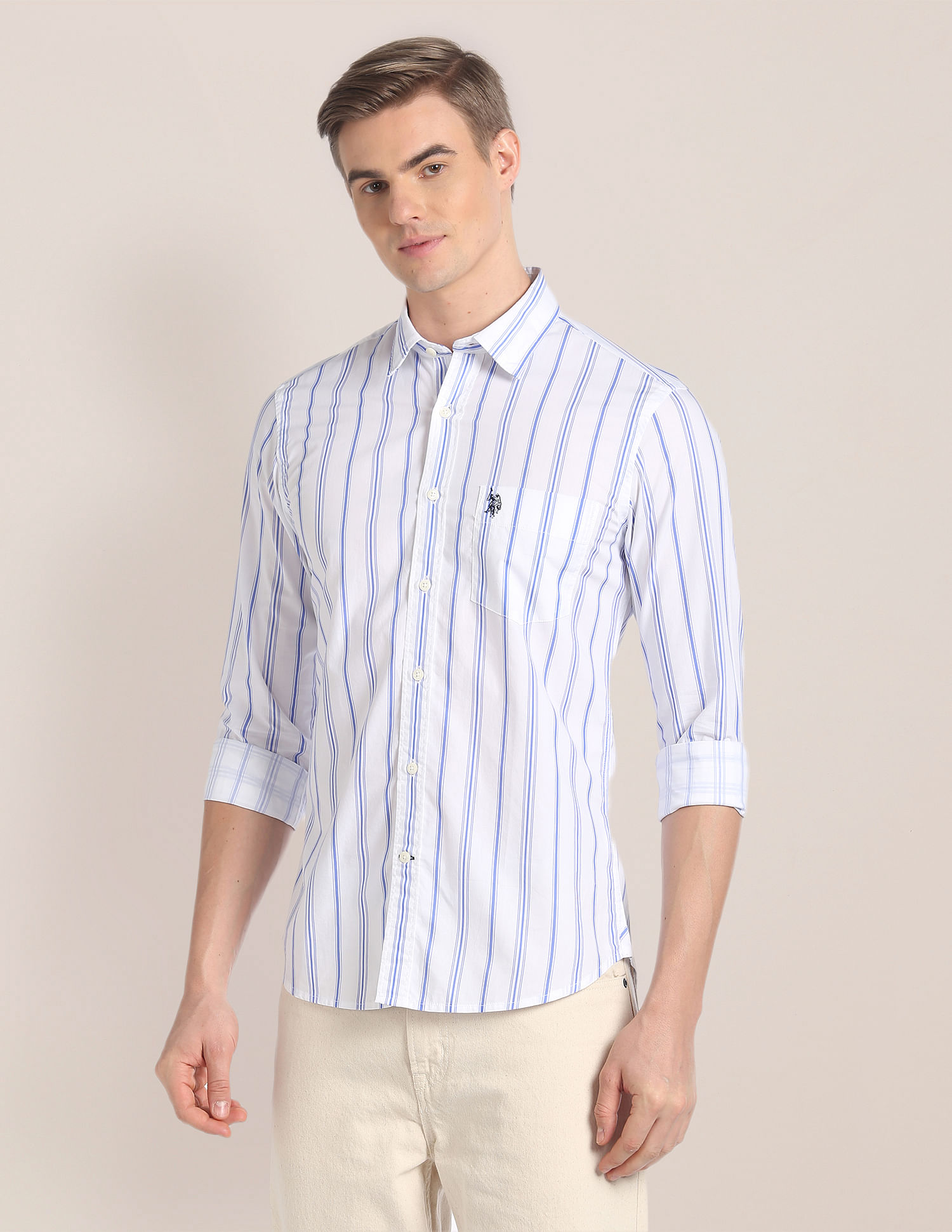 U.S. Polo Assn. Cutaway Collar Vertical Stripe Shirt