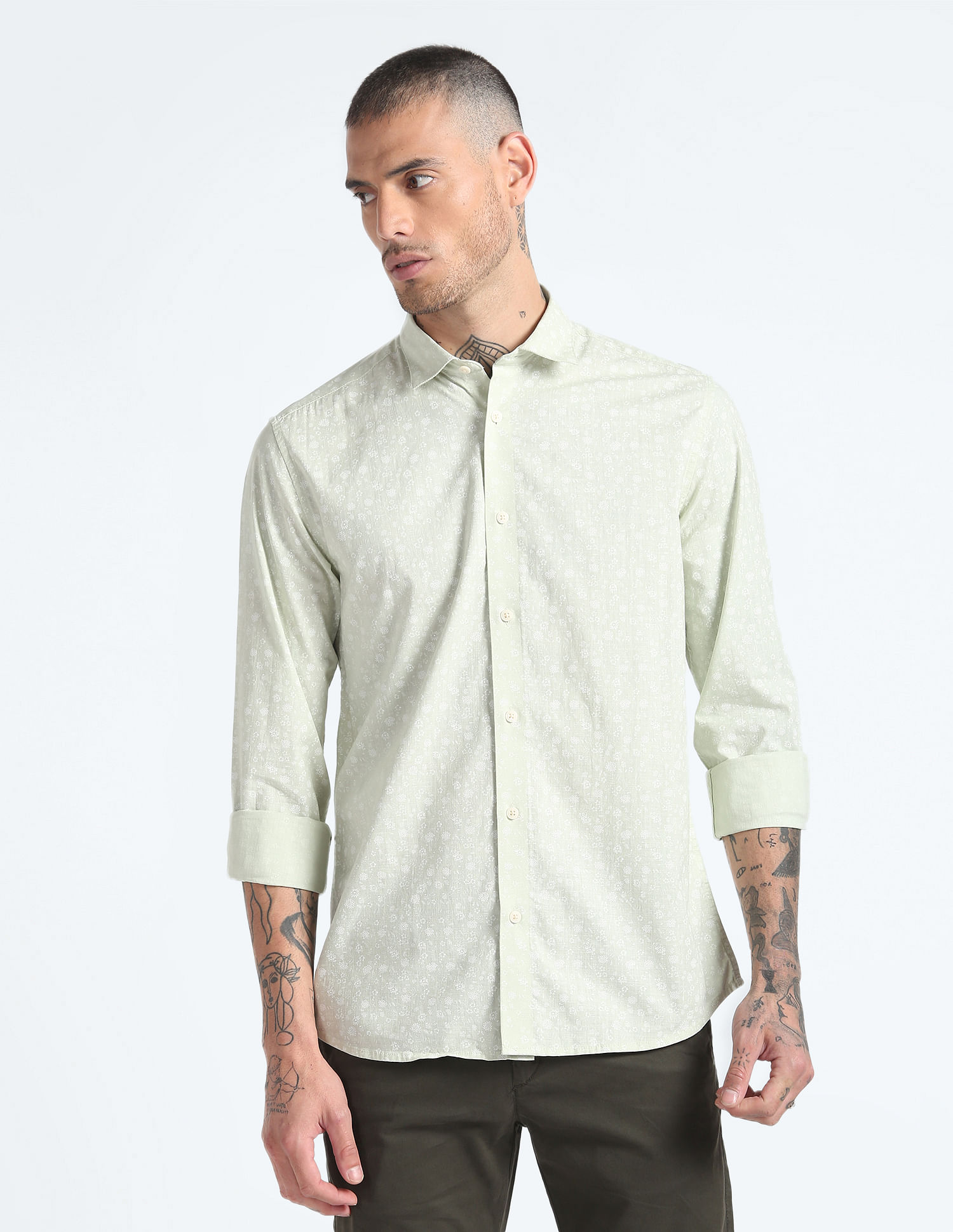 Flying Machine Graphic Print Cotton Shirt