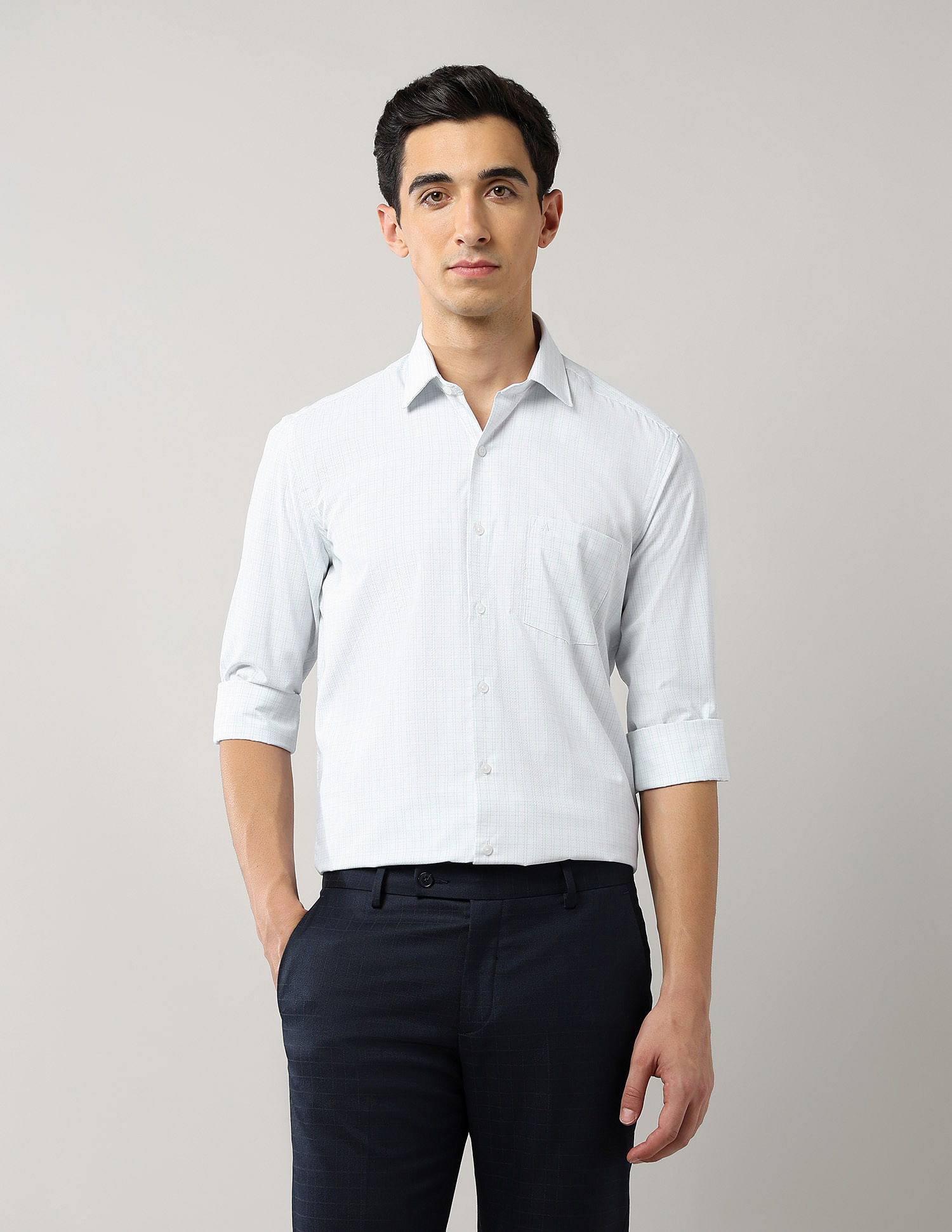Arrow Grid Tattersall Checked Manhattan Slim Fit Shirt