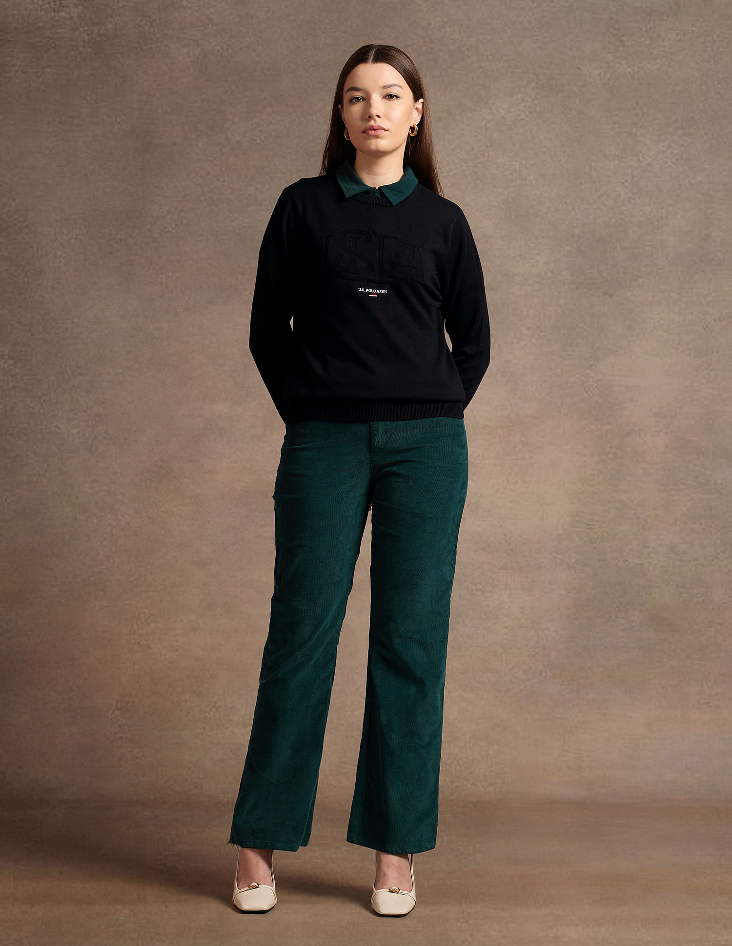 U.S. Polo Assn. Women Typographic Branding Crew Neck Sweater