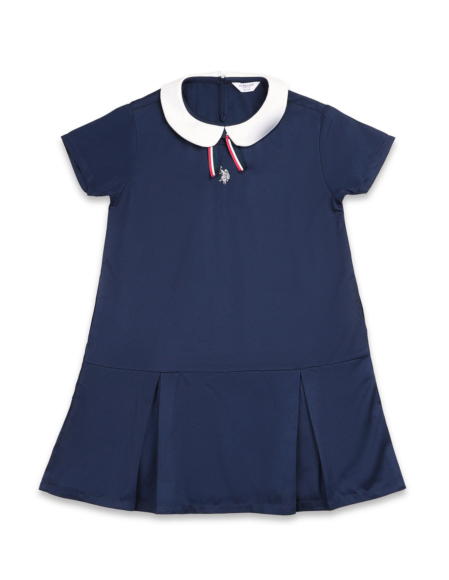 U.S. Polo Assn. Kids Girls Peter Pan Collar A-Line Dress