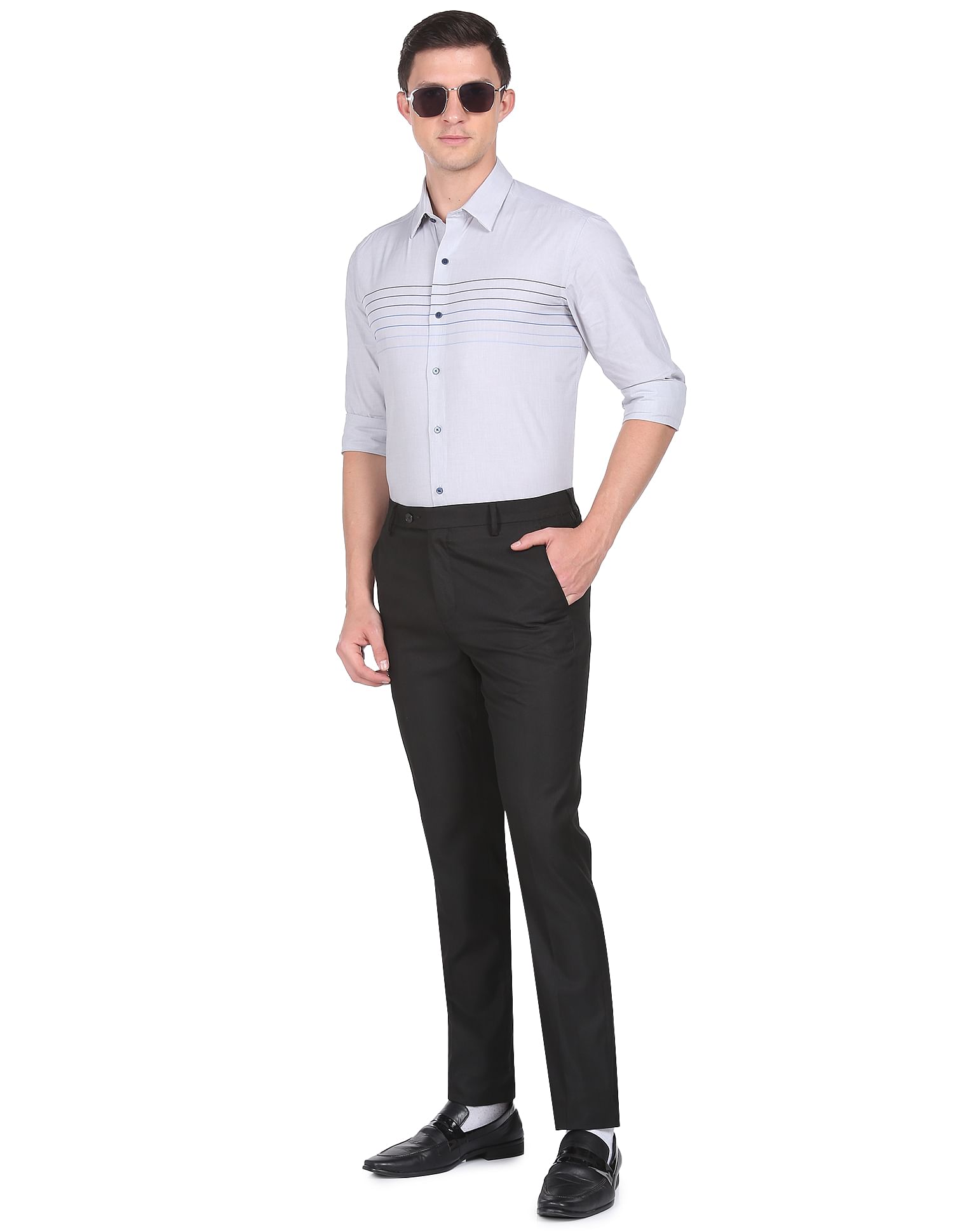 Arrow Newyork Horizontal Stripe Manhattan Slim Fit Shirt