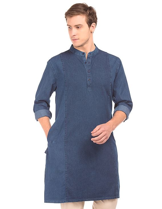 Buy Arvind Men Printed Panel Denim Long 