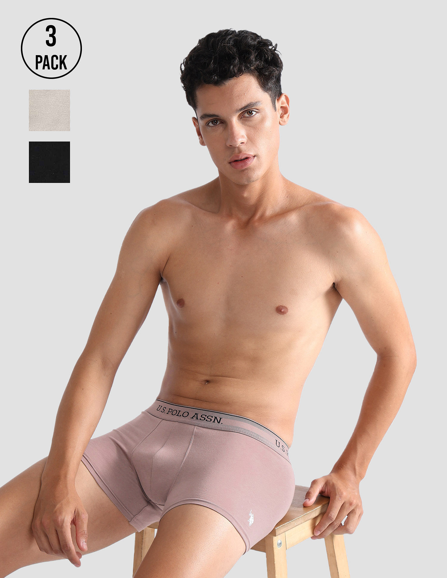 U.S. Polo Assn. Mid Rise Solid OET15 Trunks - Pack Of 3