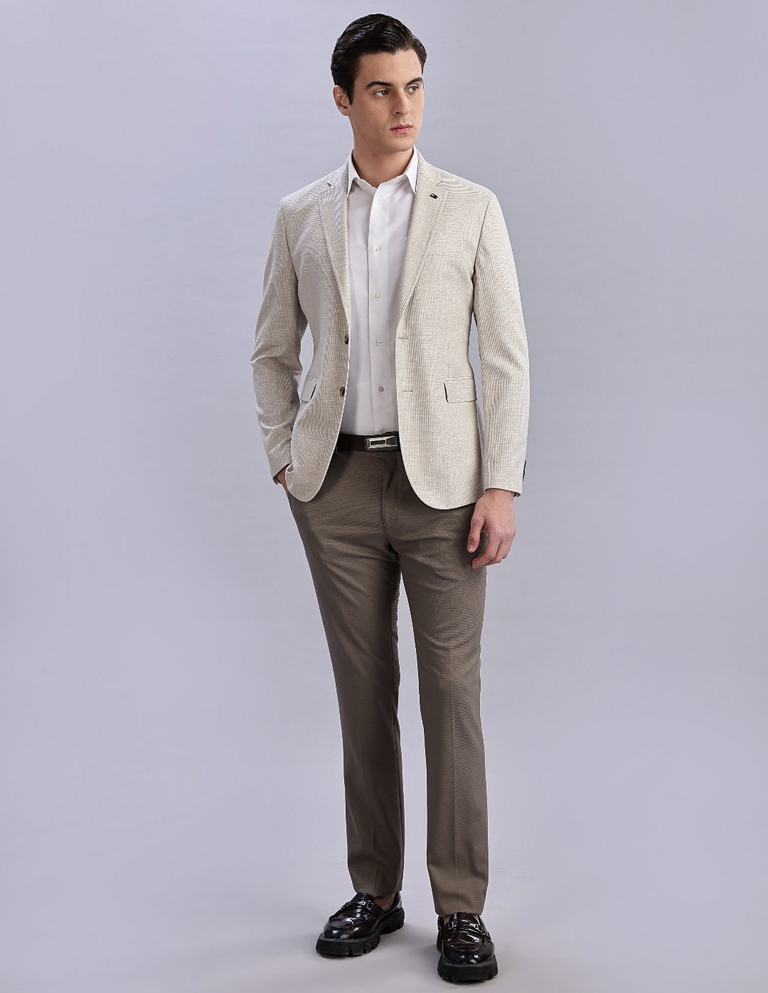 Tommy Hilfiger Self-Design Regular-Fit Viscose Single Breasted Blazer